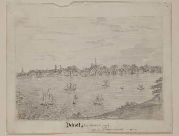 William Asa Raymond, American, 1819 - 1854, Detroit, ca. 1837, graphite pencil on white wove paper,