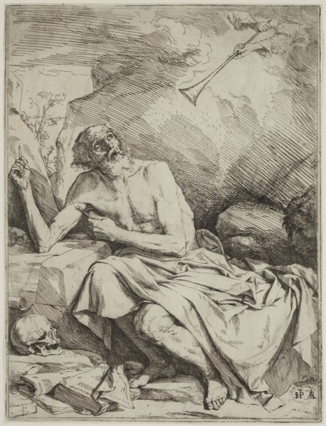 Jusepe de Ribera, Spanish, 1590-1652, Saint Jerome, 1621, etching printed in black ink on laid