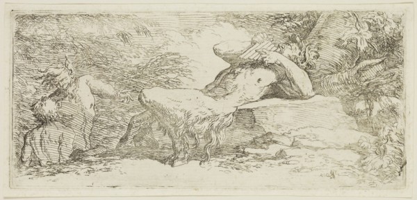 Salvator Rosa, Italian, 1615-1673, Pan and Two Fauns, 17th century, etching printed in black ink on