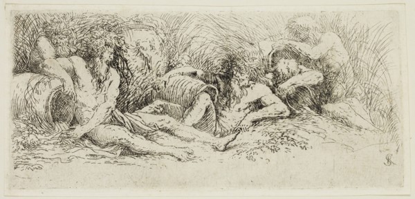 Salvator Rosa, Italian, 1615-1673, Five River Gods, 17th century, etching printed in black ink on