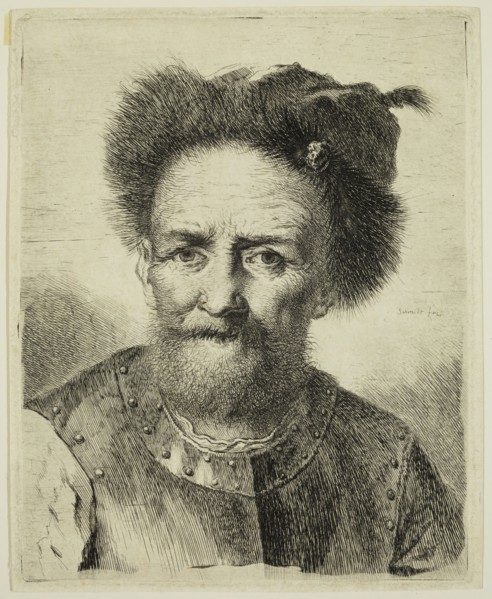 Georg Friedrich Schmidt, German, 1712-1775, Head of a Warrior, 18th century, etching printed in