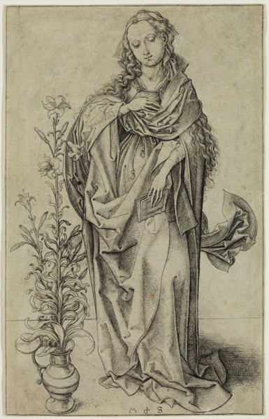 Martin Schongauer, German, 1450-1491, The Virgin of the Annuciation, between 1490 and 1491,