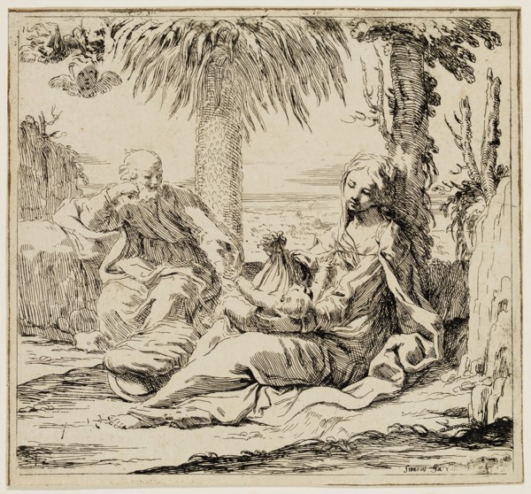 Elizabetta Sirani, Italian, 1638-1665, Rest on the Flight into Egypt, mid-17th century, etching and