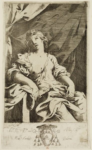 Giovanni Andrea Sirani, Italian, 1610-1670, Lucretia, 17th century, etching printed in black ink on