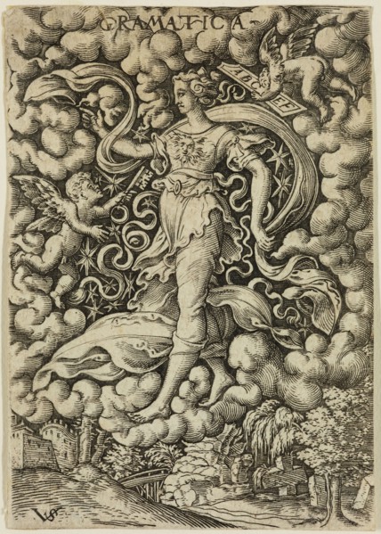 Virgil Solis, German, 1514-1562, Grammar, mid-16th century, engraving printed in black ink on laid