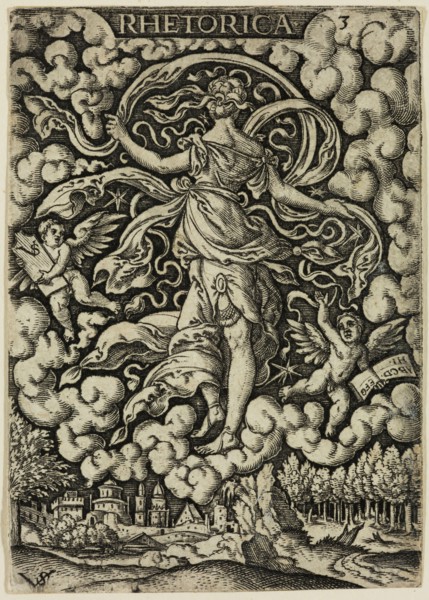 Virgil Solis, German, 1514-1562, Rhetoric, mid-16th century, engraving printed in black ink on laid