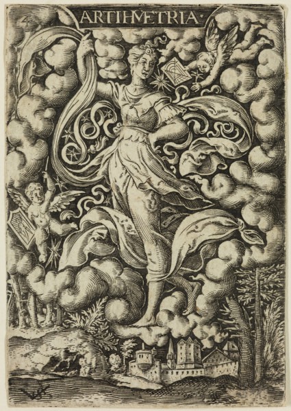 Virgil Solis, German, 1514-1562, Arithmetic, mid-16th century, engraving printed in black ink on