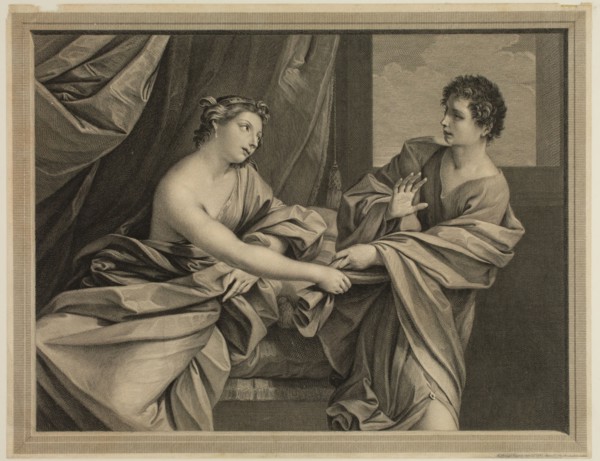 Robert Strange, English, 1721-1792, Joseph and Potiphar's Wife, 1769, engraving printed in black