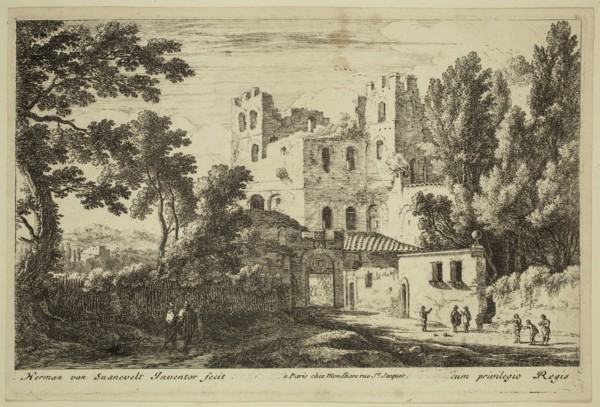 Herman van Swanevelt, Dutch, 1600-1655, The City Gate, between 1600 and 1655, etching printed in