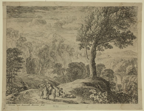 Herman van Swanevelt, Dutch, 1600-1655, Flight into Egypt, between 1600 and 1655, etching and