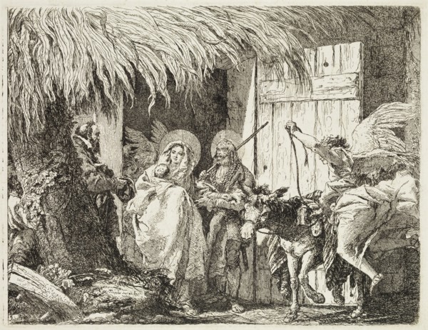 Giovanni Domenico Tiepolo, Italian, 1727-1804, Joseph and Mary Seeking Shelter, ca. 1753, etching