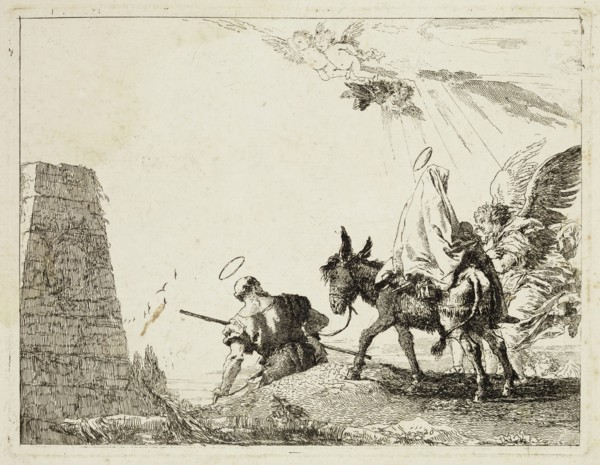Giovanni Domenico Tiepolo, Italian, 1727-1804, The Holy Family Passing by a Pyramid, ca. 1753,