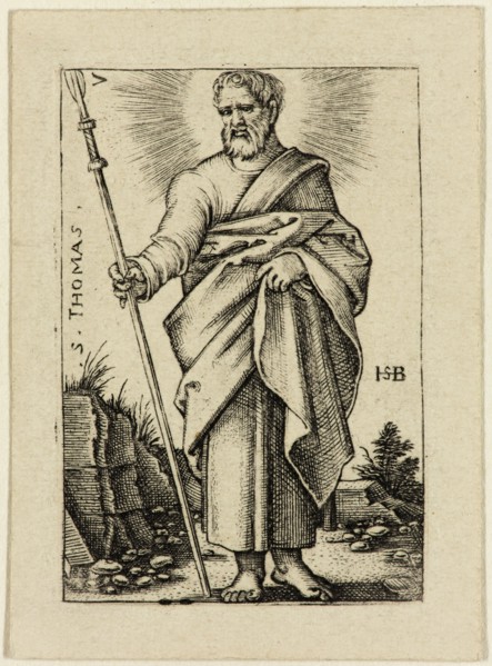 Hans Sebald Beham, German, 1500-1550, Saint Thomas, ca. 1545, Engraving printed in black ink on