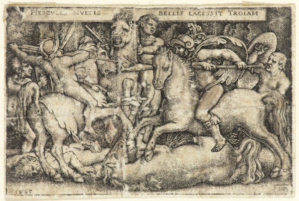 Hans Sebald Beham, German, 1500-1550, Hercules Fighting Against the Trojans, 1545, engraving