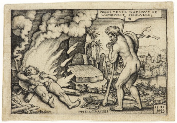 Hans Sebald Beham, German, 1500-1550, Death of Hercules, 1548, engraving printed in black ink on