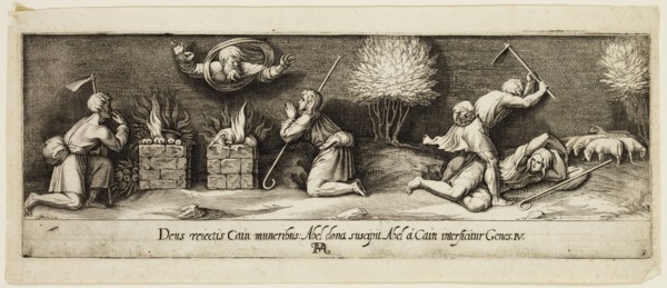 Francesco Villamena, Italian, 1566-1624, after Raphael, Italian, 1483-1520, Cain and Abel's