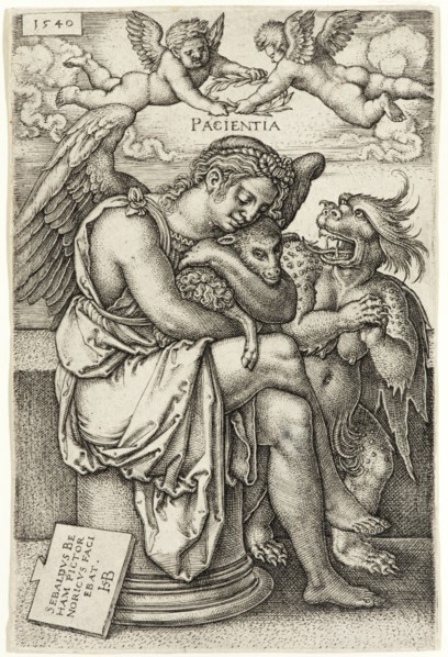Hans Sebald Beham, German, 1500-1550, Patience, 1540, engraving printed in black ink on laid paper,