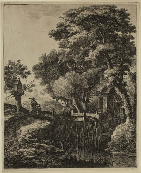 Anthonie Waterloo, Dutch, 1610-1690, Mill, 17th century, etching printed in black ink on laid