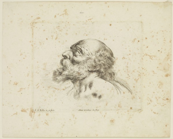 Stefano della Bella, Italian, 1610-1664, Head of an Old Man, ca. 1641, etching printed in black ink