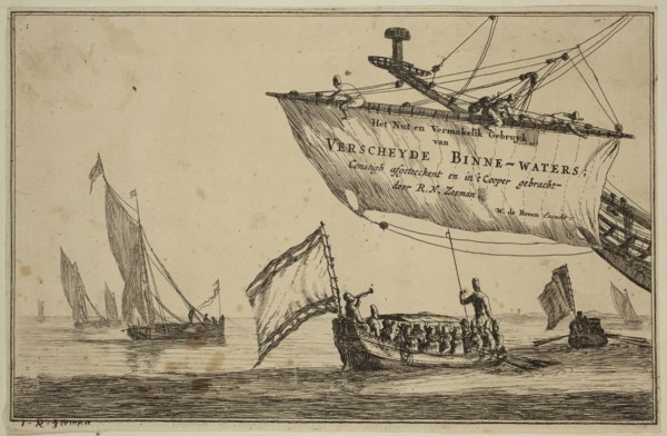 Reinier Nooms, Dutch, 1623-1667, Harbor Scene, 17th century, etching printed in black ink on laid