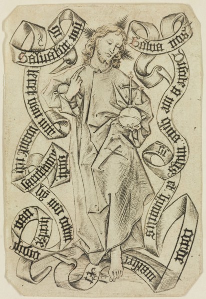 Johann Zwott, German, Salvator Mundi, late 15th Century, Engraving printed in black ink on laid