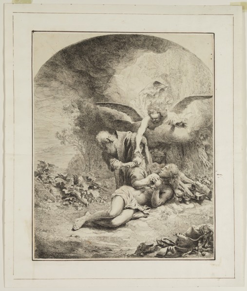 Ferdinand Bol, Dutch, 1616-1680, Abraham Offering Isaac, 17th Century, Etching and engraving