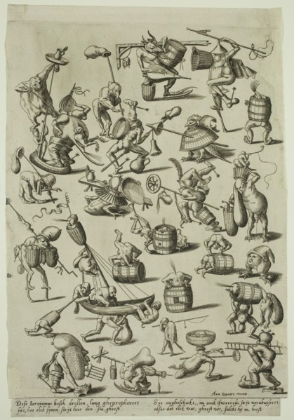 Unknown (Flemish), after Hieronymus Bosch, Netherlandish, 1470-1516, Various Fantastic Figures,