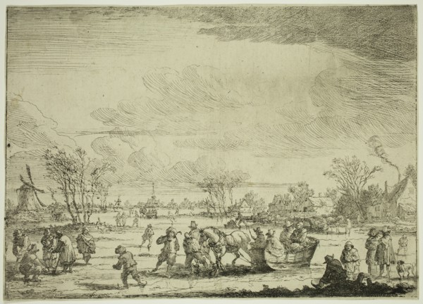 Pieter Bout, Flemish, 1658-1719, The Sleigh on Ice, late 17th/early 18th Century, etching printed