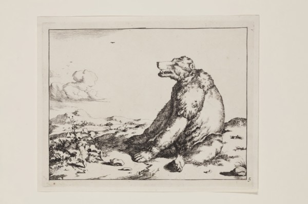 Marcus de Bye, Dutch, 1639 - 1690, after Paul Potter, Dutch, 1625 - 1654, Seated Bear Facing Left,