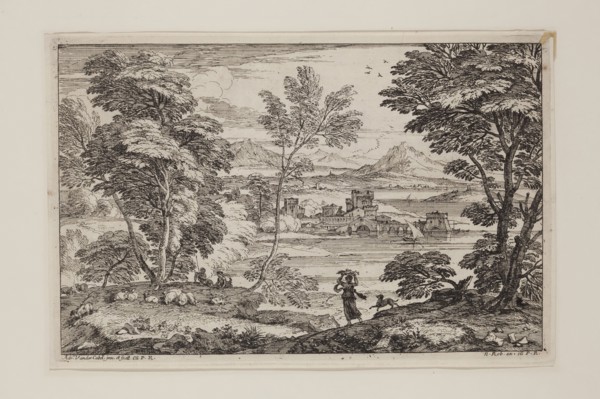 Adrian van der Cabel, Dutch, 1631-1705, Girl with Her Dog, 17th Century, Etching printed black on