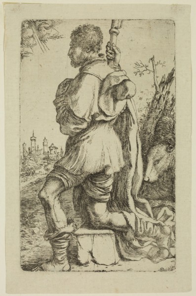 Giuseppe Caletti, Italian, 1600-1660, Saint Roche, between 1600 and 1660, etching printed in black