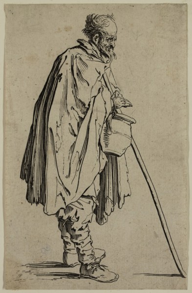 Jacques Callot, French, 1592-1635, Le mendiant au couvet, early 17th century, etching printed in