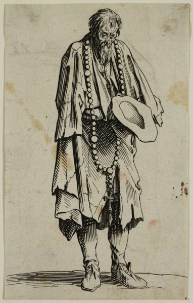 Jacques Callot, French, 1592-1635, Le mendiant au rosaire, early 17th century, etching printed in