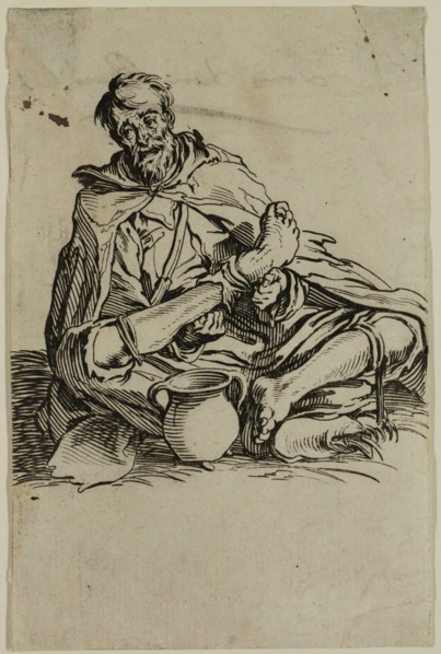 Jacques Callot, French, 1592-1635, Le malingreux, early 17th century, etching printed in black ink