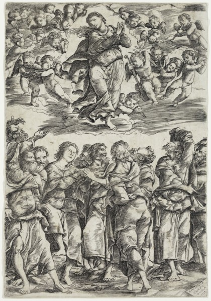 Domenico Campagnola, Italian, 1500-1564, Assumption of the Virgin, 1517, engraving printed in black