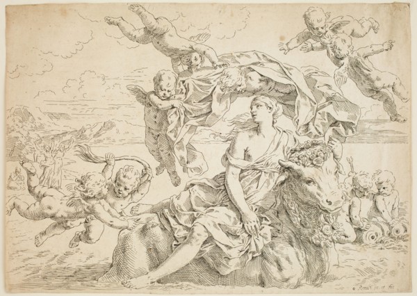 Simone Cantarini, Italian, 1612-1648, after Guido Reni, Italian, 1575-1642, The Rape of Europa,