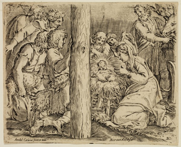 Annibale Carracci, Italian, 1560-1609, Adoration of the Shepherds, ca. 1606, etching and engraving