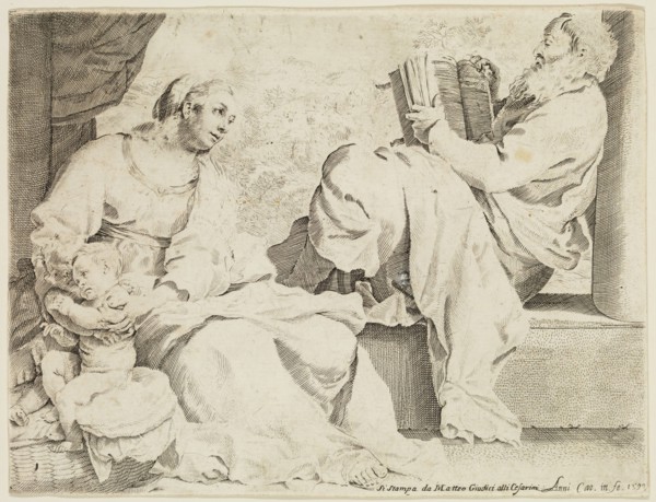Annibale Carracci, Italian, 1560-1609, The Holy Family with Saint John the Baptist, 1590, etching