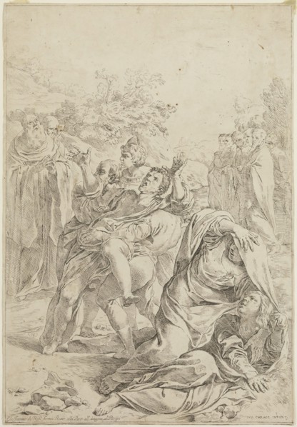 Lodovico Carracci, Italian, 1555-1619, Maniac Presented before the Apostles, between 1555 and 1619,