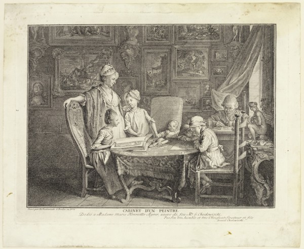 Daniel Nikolaus Chodowiecki, German, 1726-1801, Cabinet d'un peintre, 1771, engraving printed in
