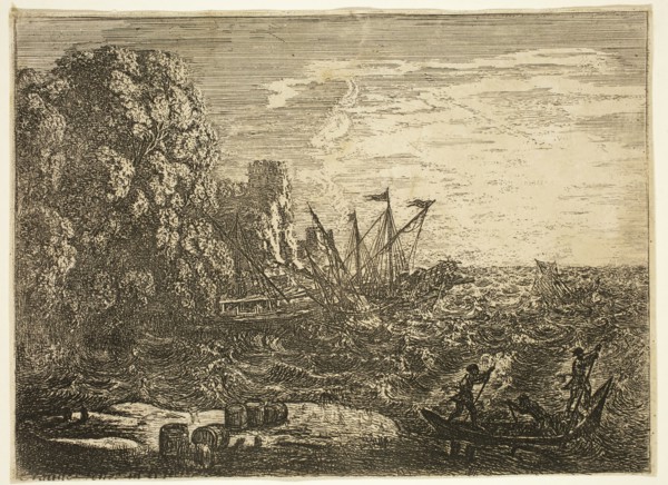 Claude Gellée, French, 1600-1682, The Storm at Sea, 1630, etching ? printed in black ink on wove