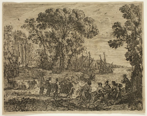 Claude Gellée, French, 1600-1682, The Rape of Europa, 1634, etching printed in black ink on laid