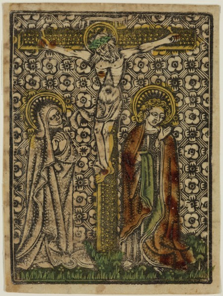 Virgin and Saint John at the Foot of the Cross, 15th Century, Metal cut printed in black on laid