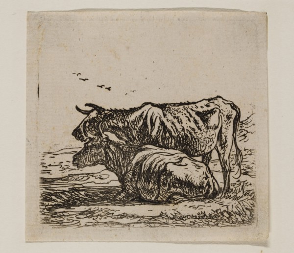 Aelbert Cuyp, Dutch, 1620-1691, Cows, between 1620 and 1691, etching printed in black ink on laid