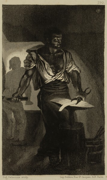 Eugène Delacroix, French, 1798-1863, Un forgeron, 1833, aquatint printed in black ink on (possibly
