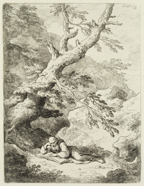 Christian Wilhelm Ernst Dietrich, German, 1712-1774, The Hermit, ca. 1763, etching printed in black