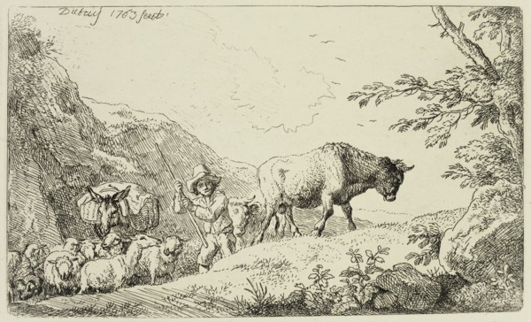 Christian Wilhelm Ernst Dietrich, German, 1712-1774, The Shepherd, 1763, Engraving printed in black