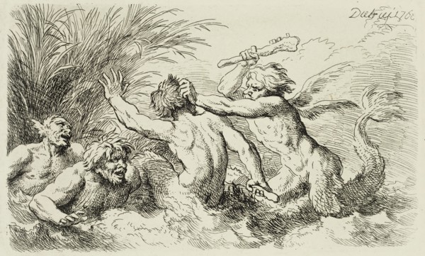 Christian Wilhelm Ernst Dietrich, German, 1712-1774, Battle of the Sea Gods, 1763, Engraving