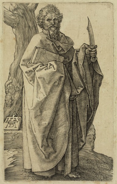 Albrecht Dürer, German, 1471-1528, Bartholomew, 1523, engraving printed in black ink on laid(?)
