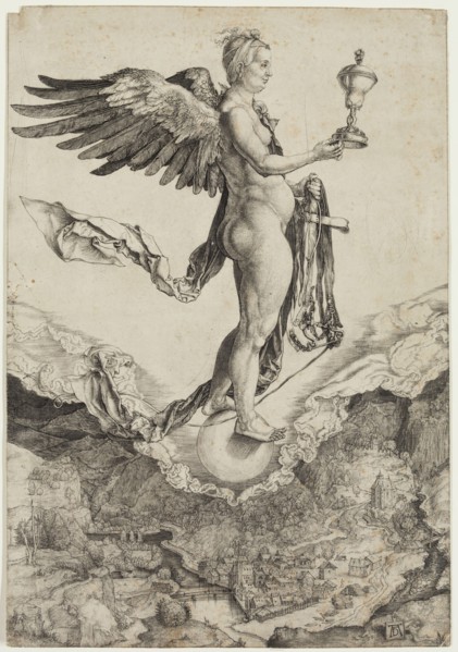 Albrecht Dürer, German, 1471-1528, Nemesis, between 1501 and 1502, engraving printed in black ink